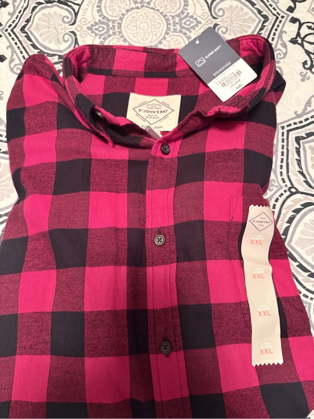 St. John's Bay Kids Pink & Black Buffalo Plaid Button-Down Shirt